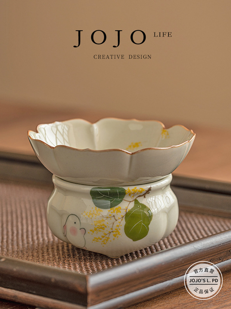 Jojo's L. Pd. Cream. Tea Strainer Sets For Home Tea Strainer Tea Partition Ceramic Tea Water Separation | Credit