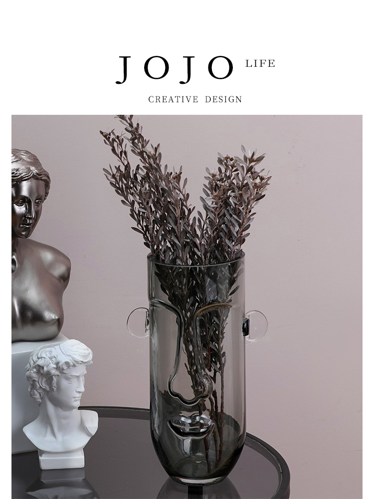Jojo's L. PD · Face Creative Face Glass Furnishing Article Living Room Transparent Light Luxury Vase | Face