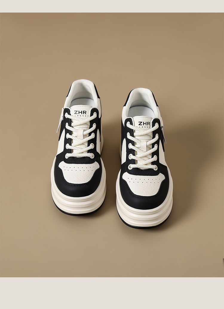 ZHR White Sneakers Women's 2025 Spring New Arrival Platform Shoes Platform Casual Shoes Best-Selling White Shoes Hidden Heel Best Selling