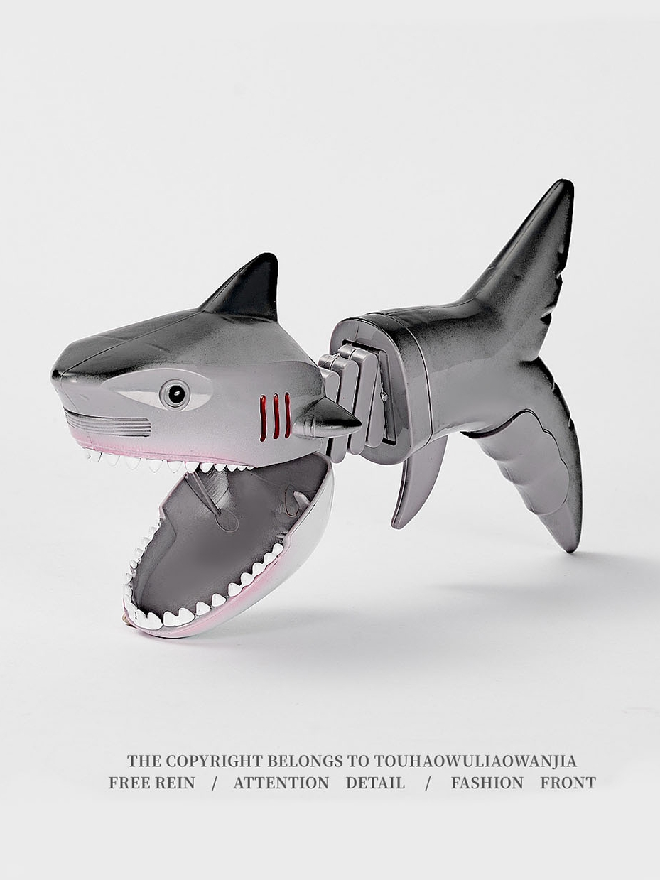 Number One Home! It's Boring to Play Shark Trick Ta! Funny Decompression Spring Retractable Hand Creative Toy