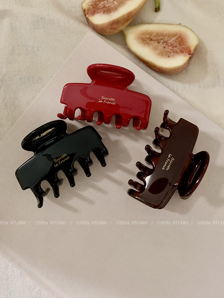Ankela Red Acetate Small Hair Grabbing Clip Female Early Autumn Fancy Back Head Shark Clip Red Hair Volume Less Barrettes