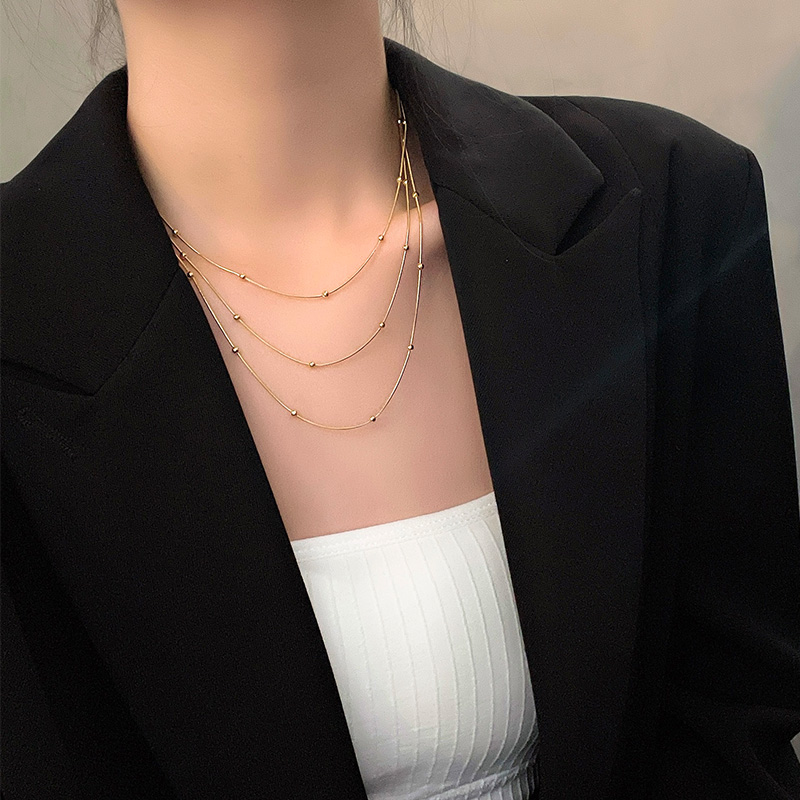 Sexy Necklace for Women 2021 New Arrival Tide Multi-Layer Titanium Steel Clavicle Chain V Neck Clothing Accessories Fashion Online Influencer Jewelry