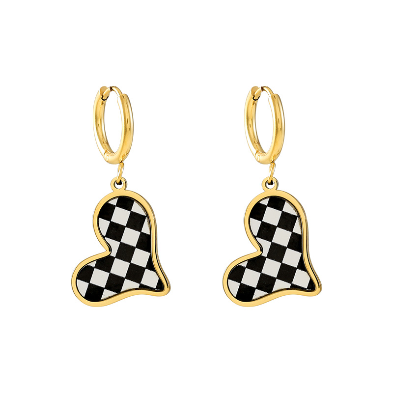 Accessible Luxury Mosaic Heart Titanium Steel Ins Female Earrings
