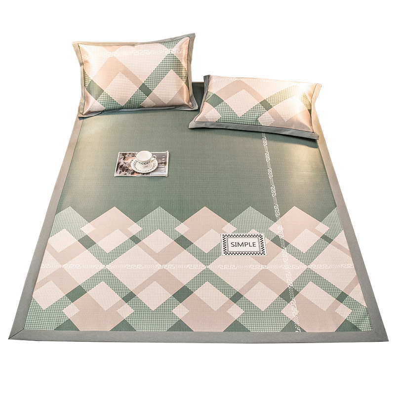 Summer Ice Silk Three-Piece Set of Summer Sleeping Mat 1.8M Bed Rinsing Machine Washable Foldable 1.5 M Summer For Home Mat Soft Seat 2