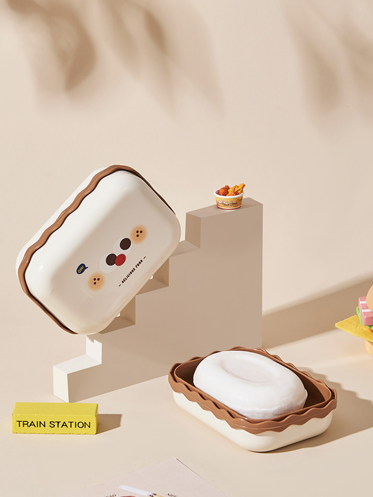 Household Soap Boxes Draining Cute with Lid New Arrival Bathroom Student Dormitory Soap Box Soap Box Good-looking