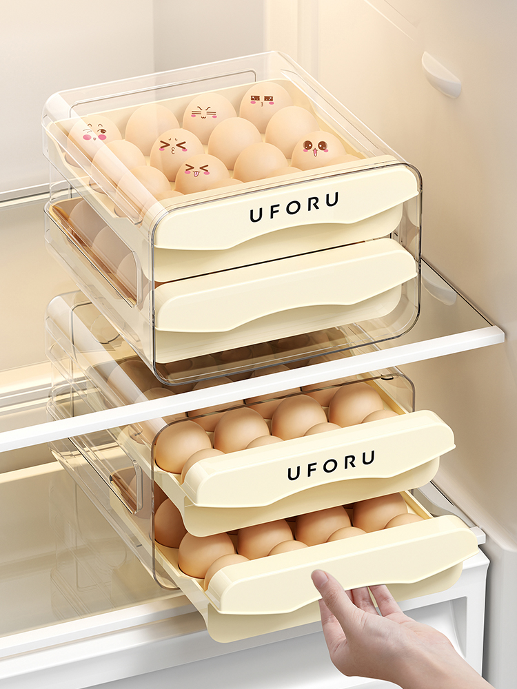 Egg Storage Box Refrigerator Dedicated Storage Box Drawer Double-Layer Fresh Egg Box Food Grade Kitchen Egg Carton Shelf