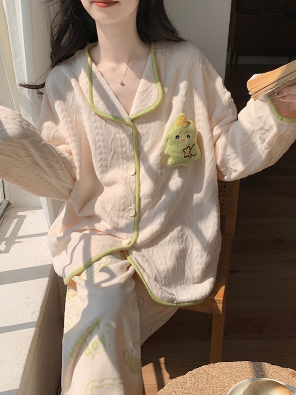 Pajamas Women's K-style Coral Fleece Autumn and Winter Heattech Cartoon Pacha Dog Flannel Spring & Fall Fancy Homewear