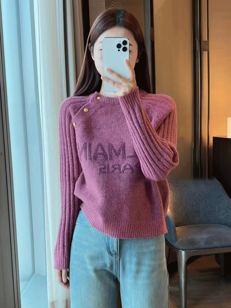 Fancy Short Sweater Women's 2025 New Arrival Spring and Autumn Lazy Style Long Sleeve Knitwear Tops Women's Spring and Autumn