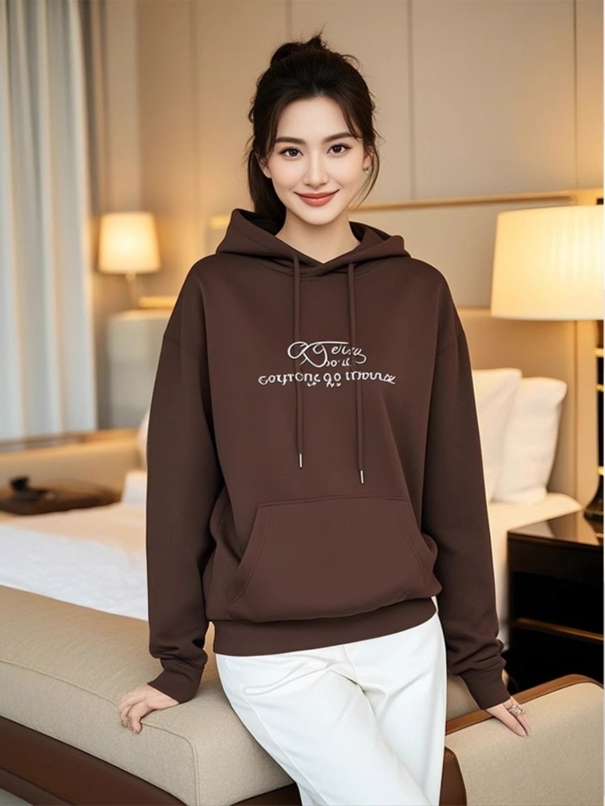 2025 Spring and Autumn Clothing New Arrival Women's Clothing Fashion French Style Retro Elegant Wear Hat Sweatshirt Wear Match Slim Looking Tops Fleece-lined
