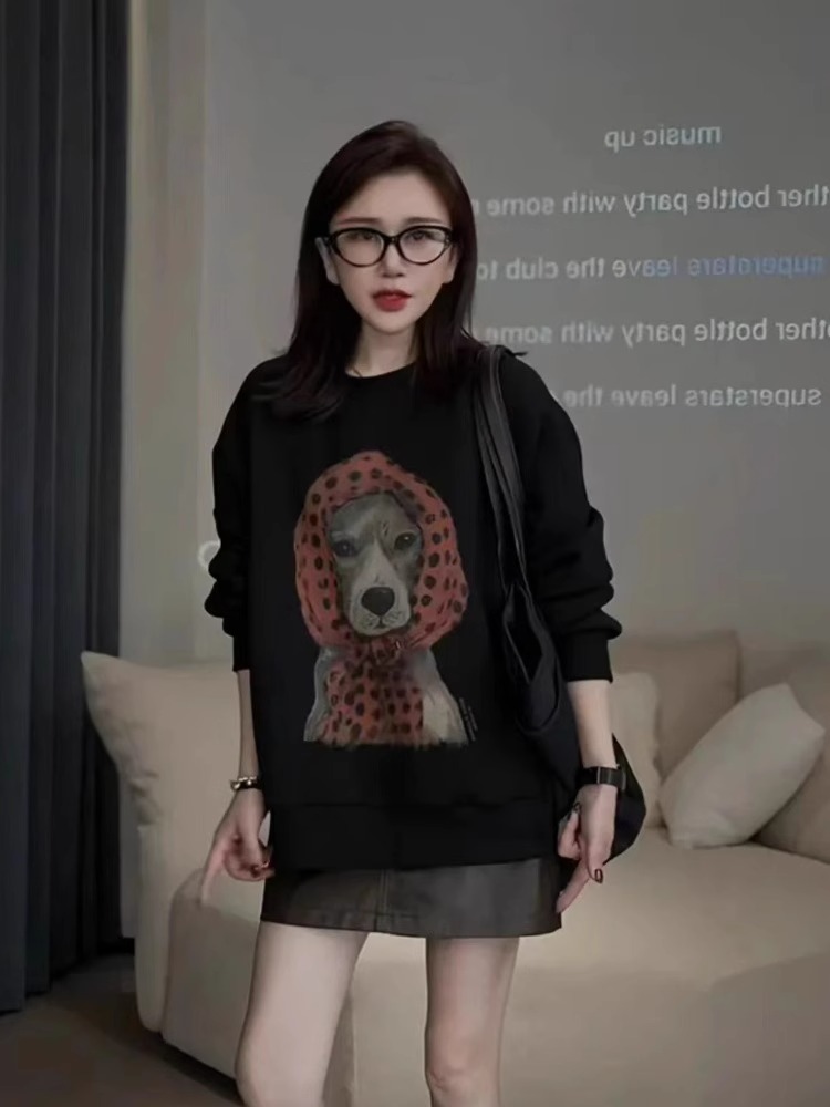 Cartoon Fashion Casual Sweater Female Idle Style 2025 Fall New Design Sense Western Style Youthful-Looking Loose Tops Tide