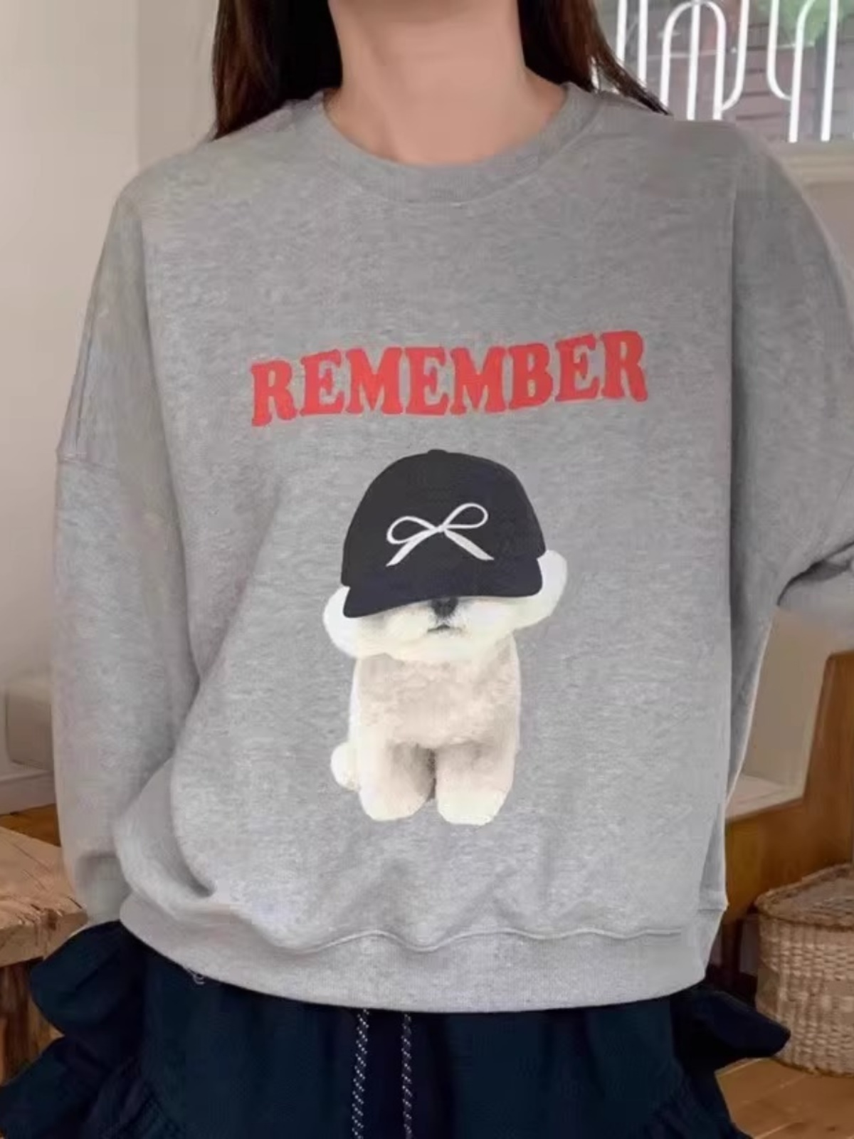 South Korea Dongdaemun 2025 Spring & Fall New Arrival Fashion Fashionable Cartoon Dog Print Loose Casual Brushed Hoody Female