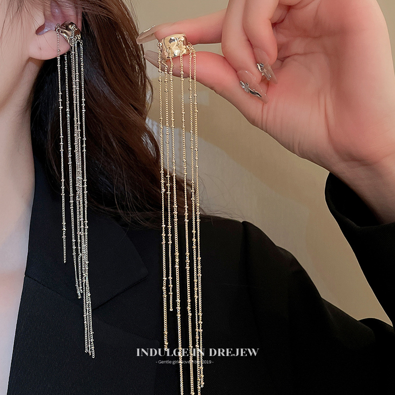 Long Tassel Ear Clips No Pierced Women New Arrival Ear Clip Earrings Niche Design Unique Earrings Fancy