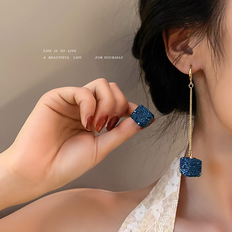 Blue Asymmetric Earrings 2021 New Arrival Tide Fancy Accessible Luxury Earrings Internet Celebrity Women's Summer Stylish Earrings