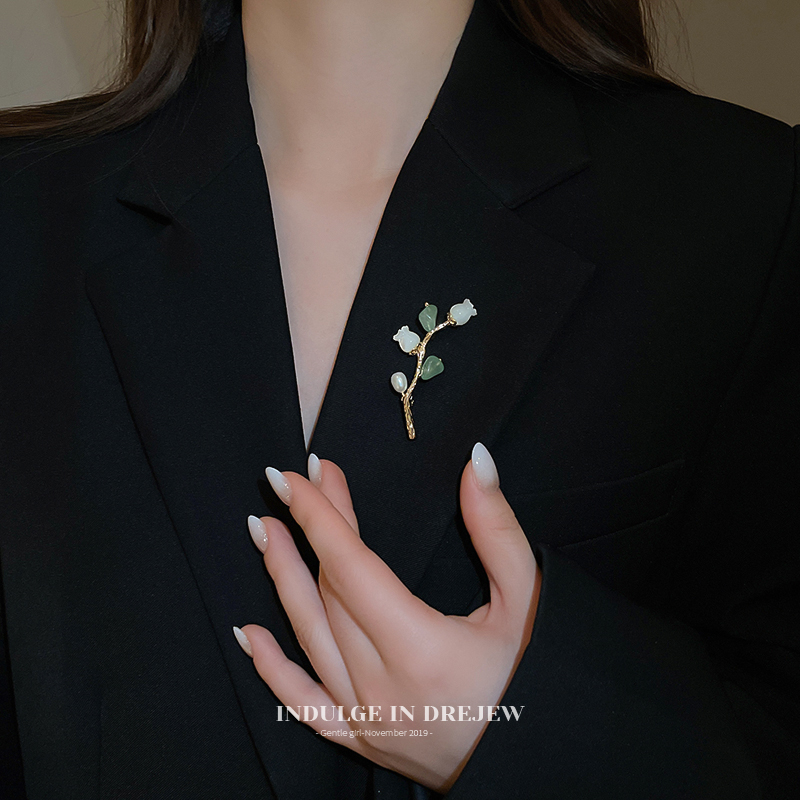New Chinese Style Flower Branch Pearl Brooch National Style Fashion All-Match Fresh Pin Accessible Luxury Fancy Accessories