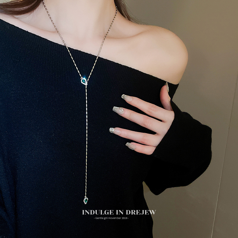 Silver Snake-Shaped Bamboo Necklace Female New Long Y-Shaped Animal Year Sweater Chain Accessible Luxury Fancy Winter Accessories