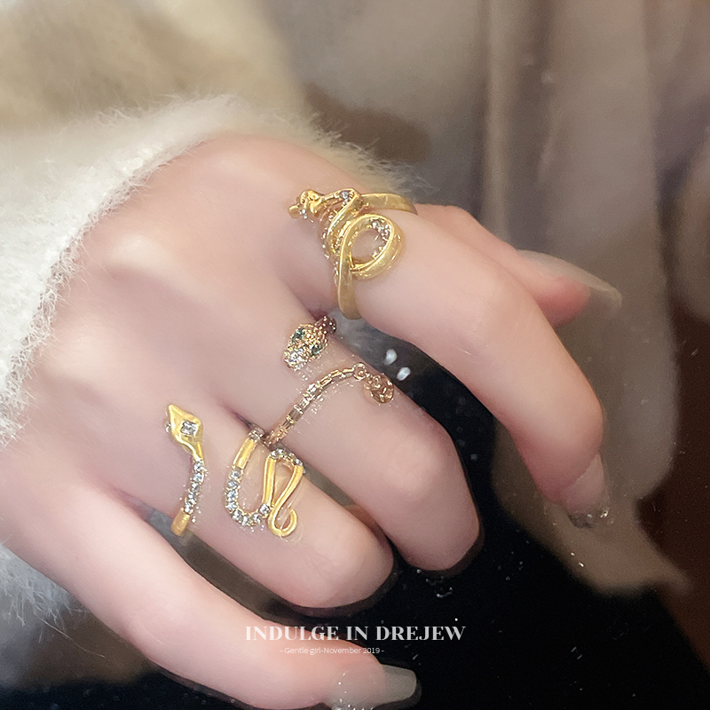 Snake-Shaped Animal Year Ring Accessible Luxury Fancy Ring Personalized Cold Style Switchable Index Finger Ring Bracelet Female New Arrival