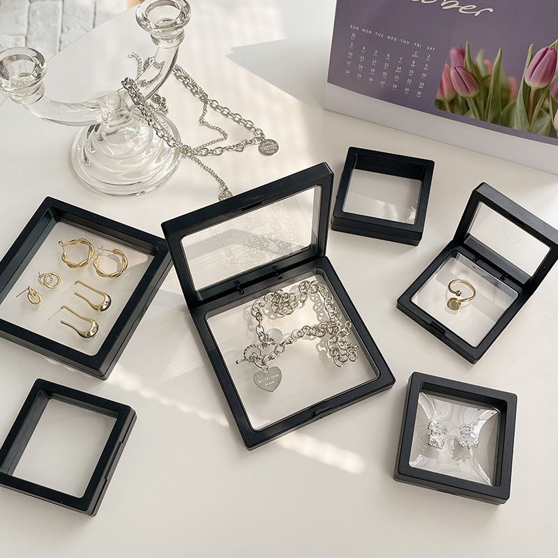 Anti-Oxidation Transparent Film Jewelry Box Earrings Ear Studs Earring Jewelry Storage Box Portable Ear Clip Necklace Gift Box