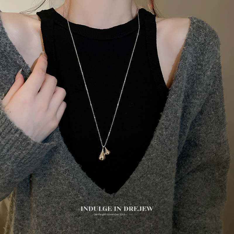 Minimalistic Water Drops Pendant Sweater Chain Long Accessible Luxury Fancy Exquisite Necklace for Women 2025 New Arrival Necklace Jewelry