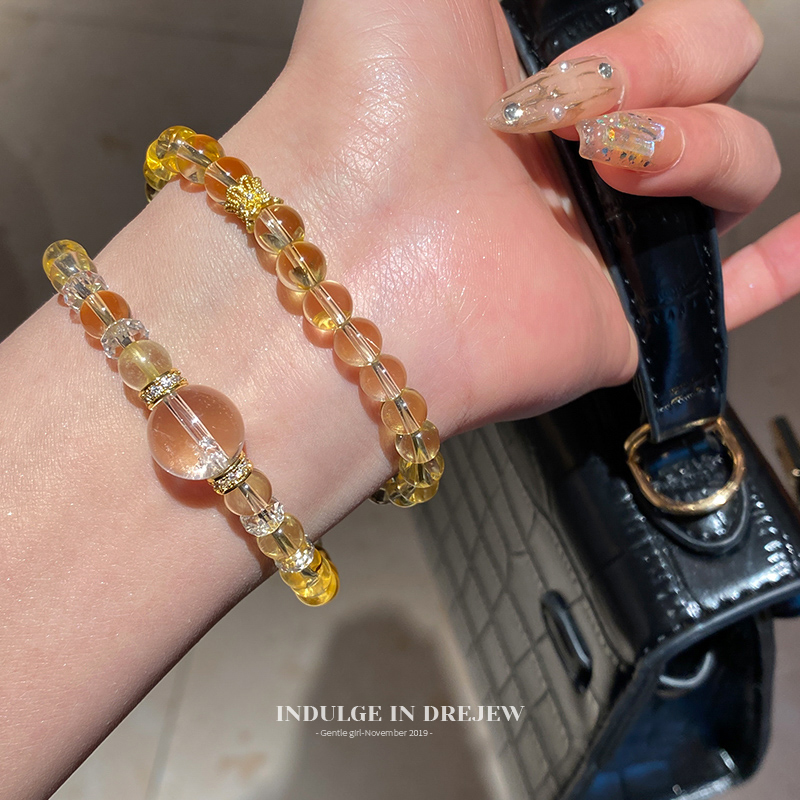 Yellow Zircon Ball Stackable Bracelet for Girls 2025 New Arrival Beaded Bracelet Light Luxury Minority Exquisite Bracelet
