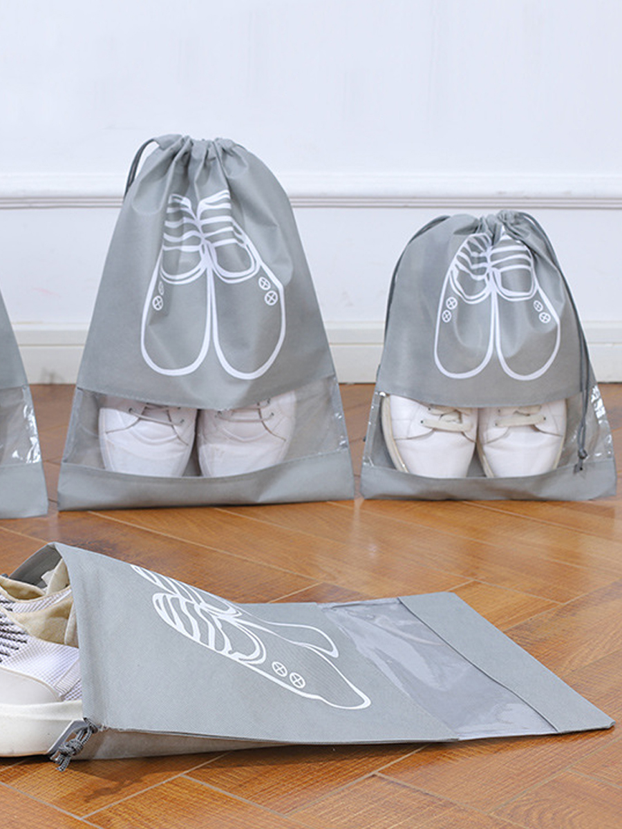 For Home Travel Dustproof Shoes Buggy Bag Thicken Non-Woven Fabric Waterproof Gaiter with Binding Drawstring Translucent Shoe Cover