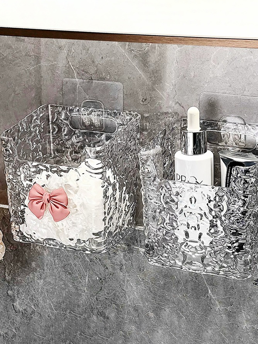 Wall-Mounted Glacier Pattern Storage Box Wall-Mounted Bathroom Vanity Storage Rack Cotton Pads Paper Facial Tissue Toilet Storage Rack
