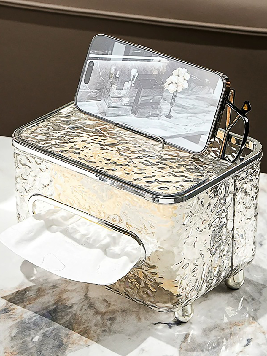 Water Ripple Napkin Box For Home Living Room Remote Control Storage Coffee Table Top Glacier Pattern Multifunctional Paper Extraction Box