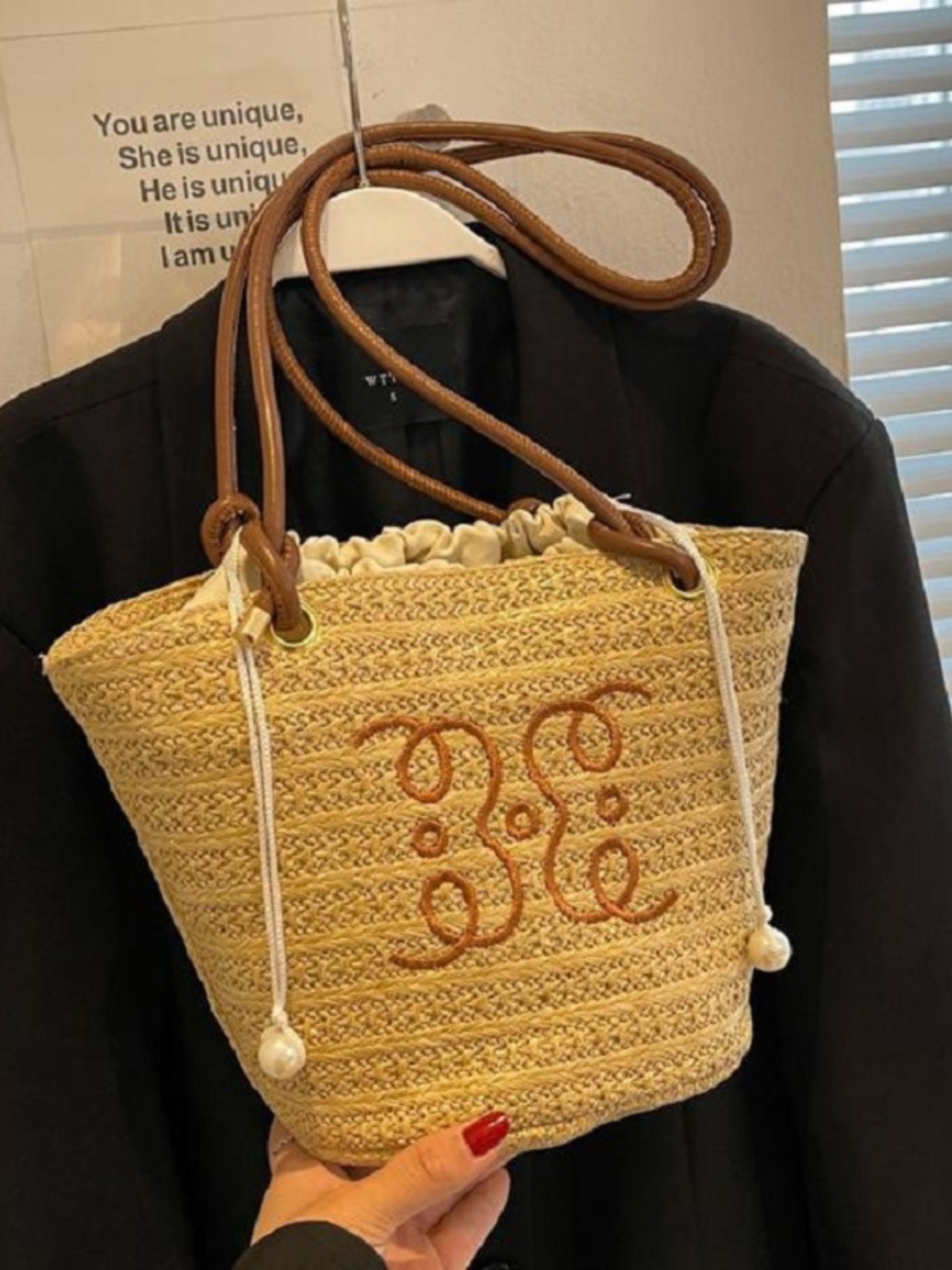 Woven Tote Bag Mori Style Straw Bag Female 2024 New Arrival Tide Stylish Good Texture Niche Style Underarm Bag Retro Universal