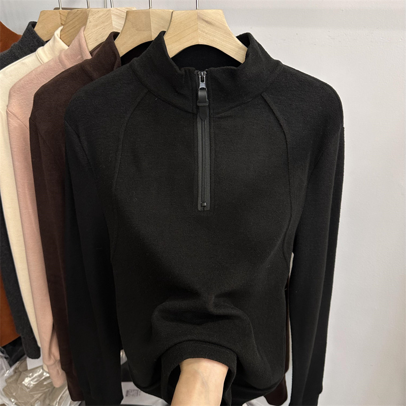 Plus Size Fall and Winter Dralon Fashion Chic Half Zipped Stand Collar Bottoming Shirt for Men and Women New Arrival Casual Easiest for Match Outerwear T-shirt