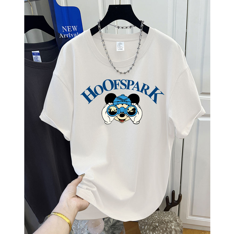 Plus Size High Quality Summer American Short-Sleeved T-shirt Men's and Women's Ins Trendy Loose Street round Neck Couple Cool Feeling Tops