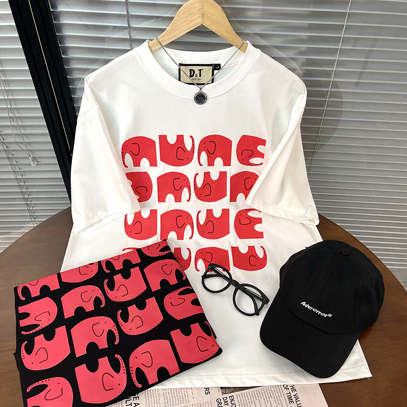 European Goods Super Plus Size 150.00kg Short-Sleeved T-shirt Female 2024 Summer Korean New Super Cool Cotton Loose Half-Sleeve Top
