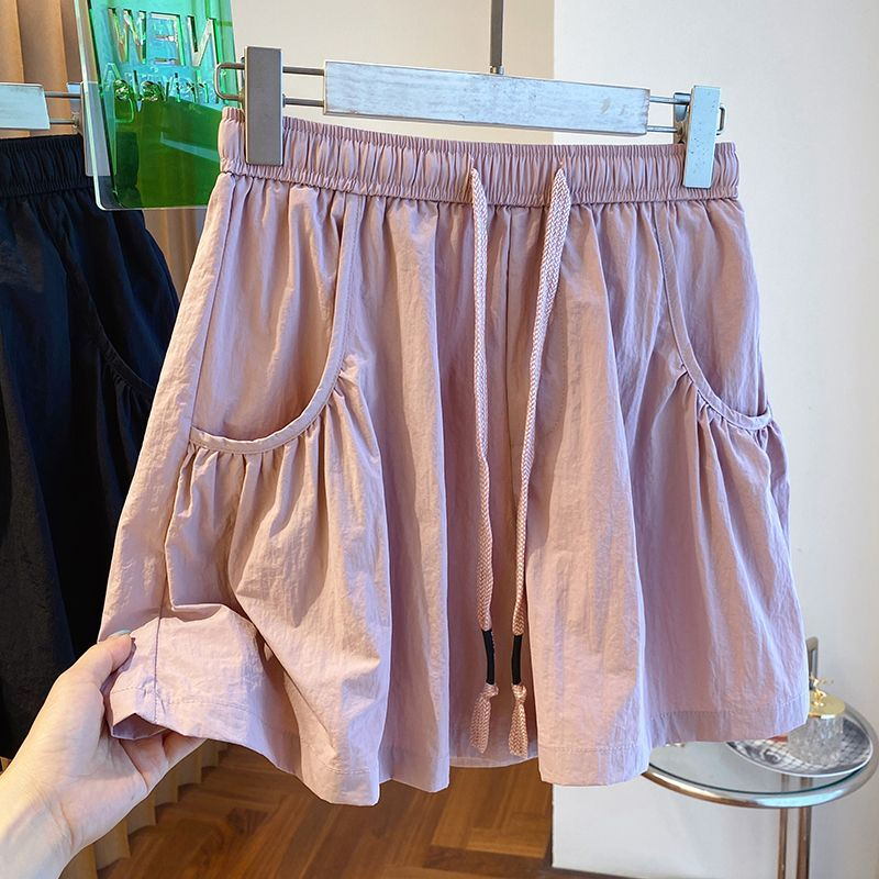 Super Plus size 1.00 Kg-150.00 kg Summer Niche Design High Waist A Word Casual Shorts Women Slimming Quick-Drying Thin Hot Pants