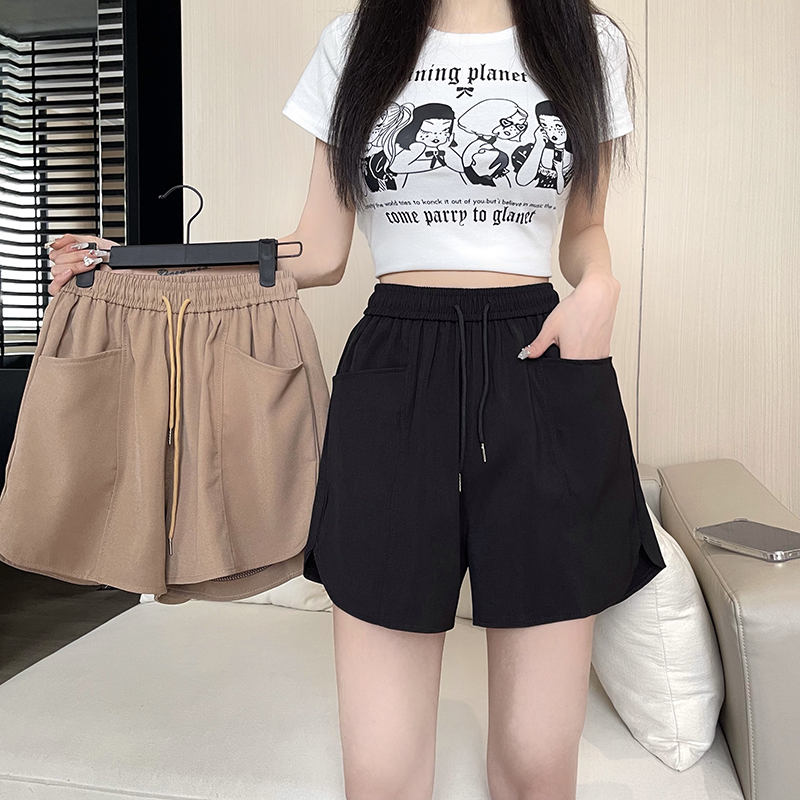 High Waist Slim Looking Casual Sports Shorts Female 2024 Summer New Arrival K-style Chubby Girl Loose Wide Leg A- line Hot Pants Tide