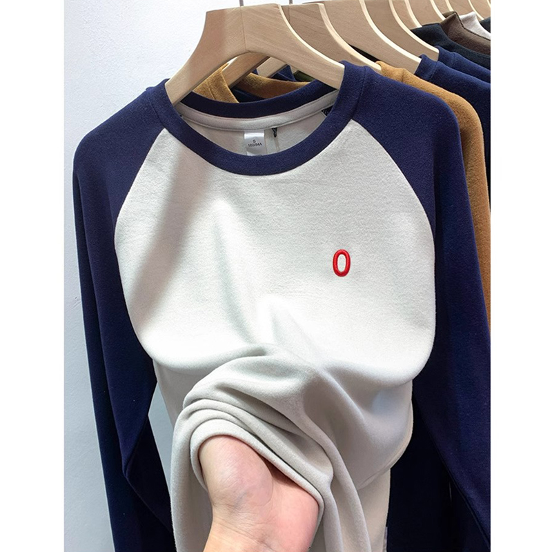 1.00 Kg-150.00 kg Contrast Color Dralon Bottoming Shirt for Women Fall and Winter New Arrival Thickened Inner Wear Outer Wear Long Sleeves Loose Plus Size Tops