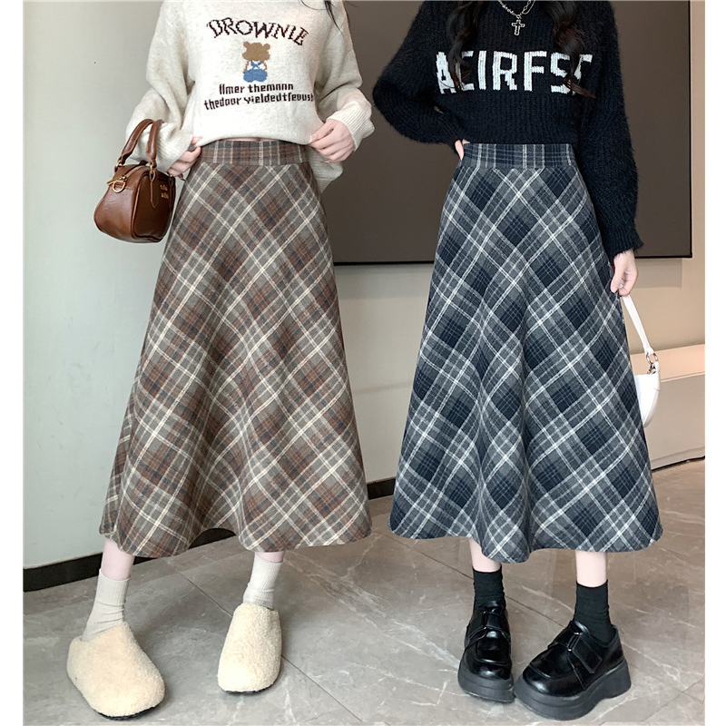 Chubby Girl Skirt Woolen Women's Winter New Arrival Elastic Waistband Slimming Big Hem Umbrella Skirt Small A- line Cover Skirt