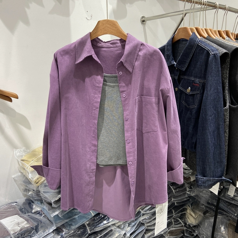 European Goods K-style Polo Collar Pure Cotton Shirt Women's Long Sleeve 2024 Spring and Autumn New Design Sense Niche Style Jacket