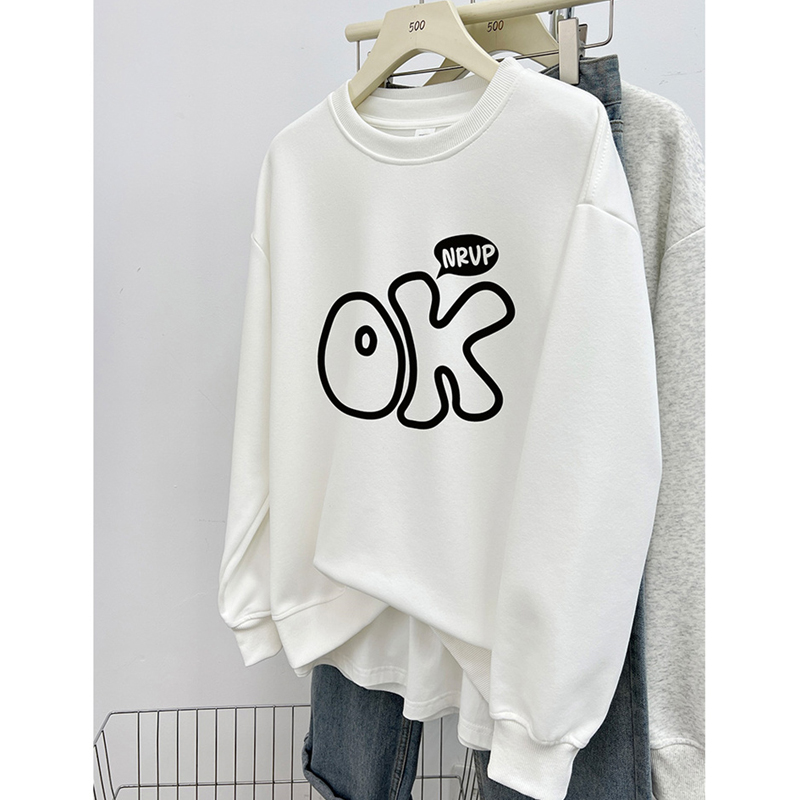 Super Hot Pullover Sweatshirt Female Stylish Easiest for Match Niche Style Autumn New Arrival Fashion Brand Printing Idle Style Loose Long Sleeve Top