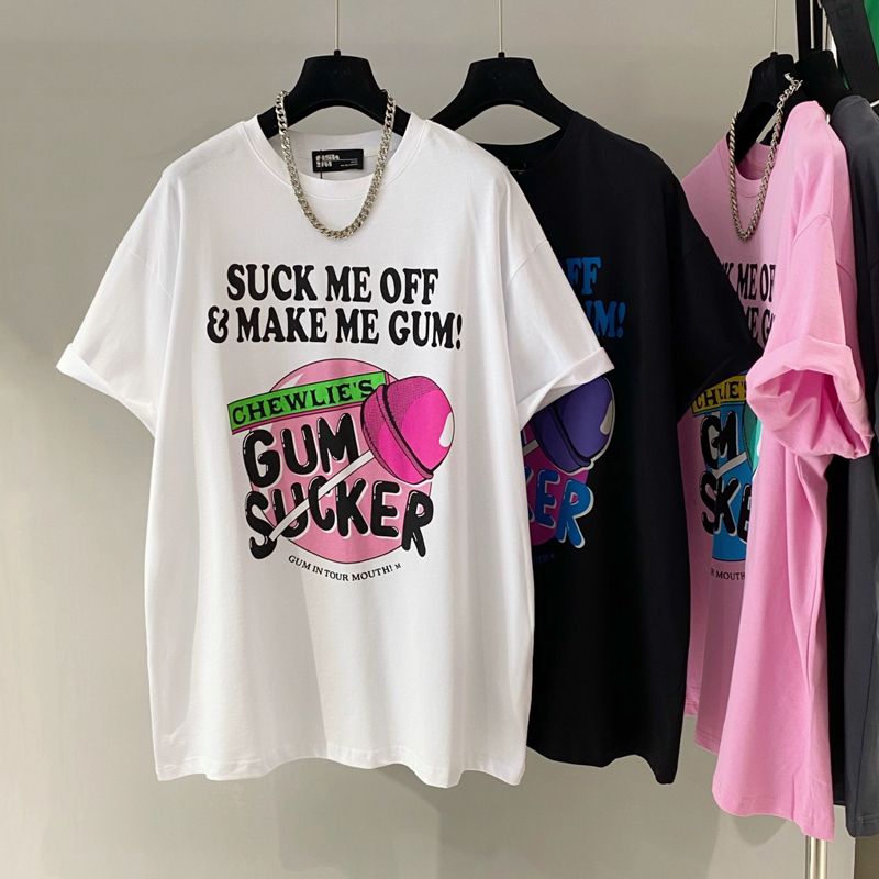 Summer 2024 New Arrival Easiest for Match Oversized Printed Short Sleeves T-shirt Female Mid Length Long Length Slim Fit Slimming Classy Chic Tops