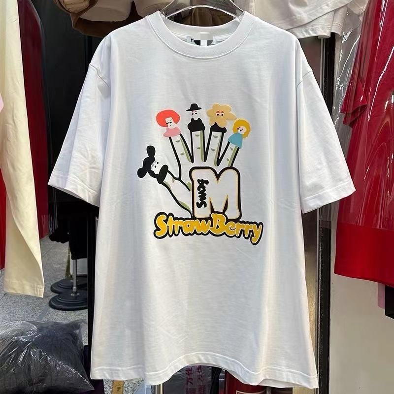 Extra Large Size 1.00 Kg-150.00 kg Plus Size Ladies Spring/Summer Mid Length Long Length Creative Printing T-Shirt Loose Slim Fit Pure Cotton Short Sleeve Tops Fashion