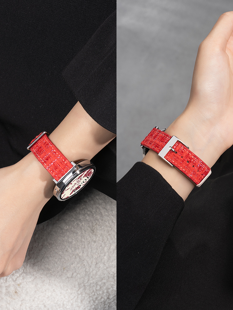 Applicable to Huawei GT5 Watch Strap Watch Strap Watchgt5 Women's GT4 Watch Pro Series Watch New Arrival GT Smart Fancy 41mm Authentic Leather Weave Ladies Red Women's Fall and Winter New Year