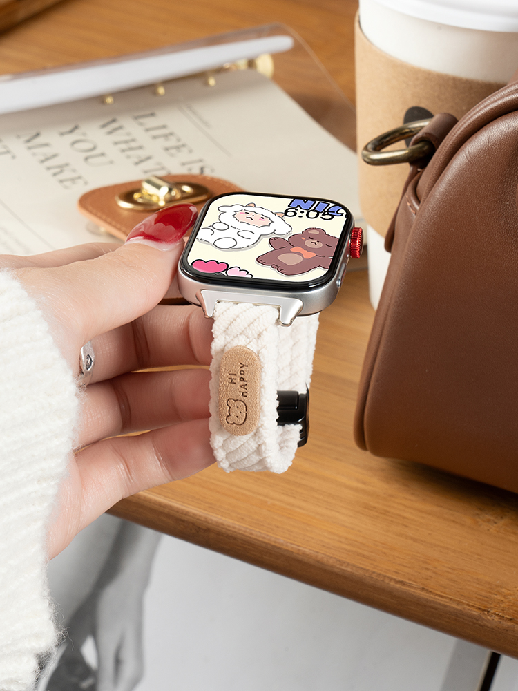 Suitable for Huawei Fit3 Watch Strap Smart Watchfit2 Sports Bracelet Woven Wrist Strap Watch Three Generations New Arrival Corduroy Women's Magnetic Suction Watch Bracelet New Knitting Accessories Fall and Winter Men