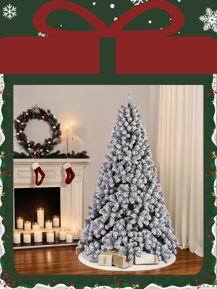 Christmas Family Environmental-Friendly Fancy Decoration Artificial White Snowflake Flocking Christmas Tree Atmosphere Scene Layout