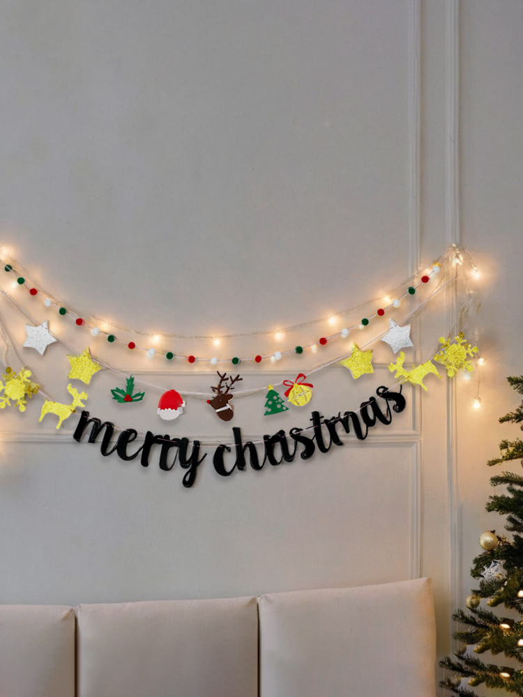 Christmas Hanging Decoration Felt Stars Christmas Tree Hanging Flag Decoration Scene Arrangement Decoration Shop Window Atmosphere