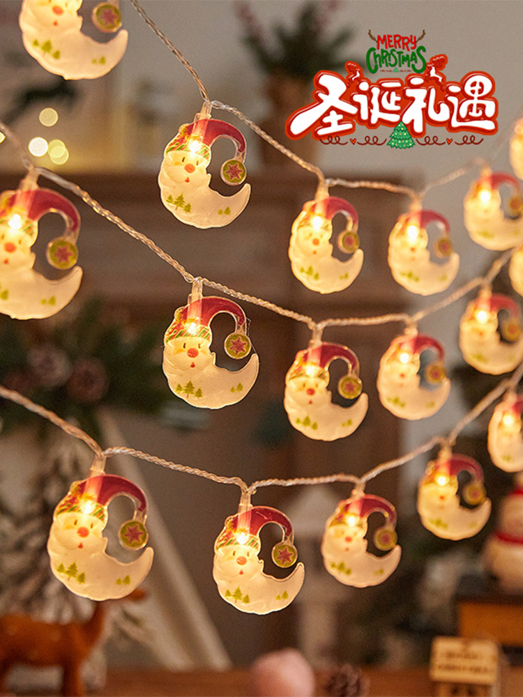 Christmas Decorations Colorful Lights String Moon Santa Claus Pendant Scene Layout Photo Props Dress up Set