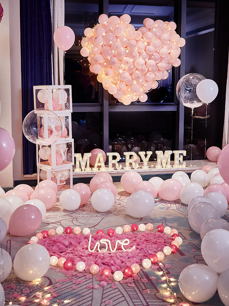 Proposal Balloon Layout Package Indoor Pink Girl's Room Romantic Confession Scene Props Birthday Decorative Lights