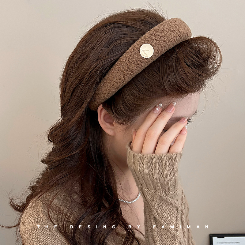 Maillard Brown Headband Female 2024 New Arrival Fancy Outdoor All-Matching Internet-Famous Headband High Skull Top Hair Clip Headdress