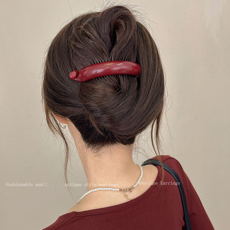 Ankela Red Barrettes Female 2024 New Arrival Back Head Clip Updo Twisted Clips Hairpin Banana Clip Headdress