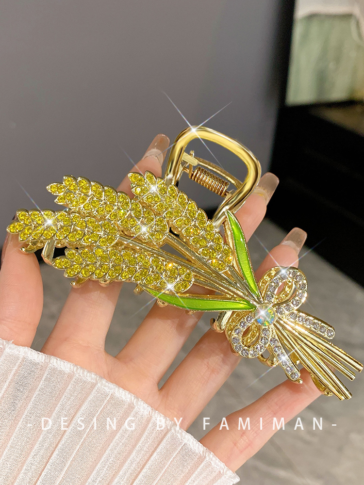 Gold Wheat Barrettes Female Back Head 2023 New Hair Pin Scratch Gap Former Red Shark Clip Coiled Hair Hair Clip Headdress