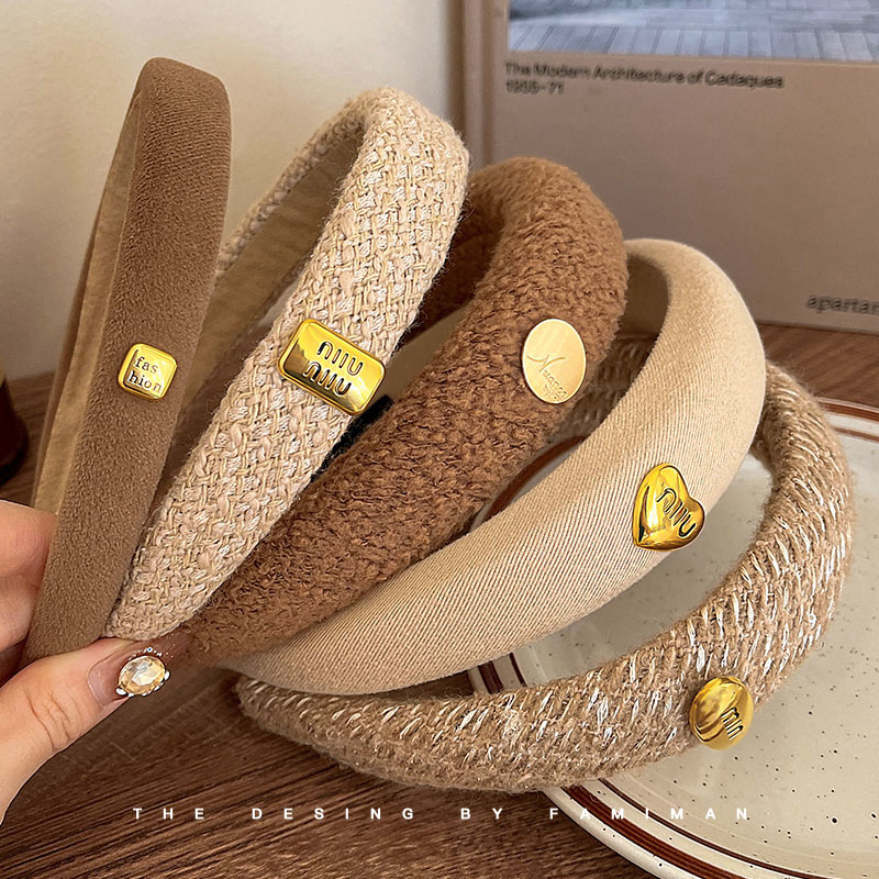Maillard Brown Headband Female 2024 New Arrival Fancy Outdoor All-Matching Internet-Famous Headband High Skull Top Hair Clip Headdress