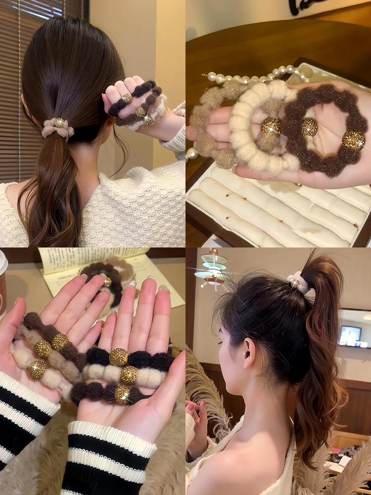 Maillard Stuffed Rhinestone Headband 2024 New Arrival Classy Rubber Band Female Hair Rope High Elasticity Hair Ring Headdress
