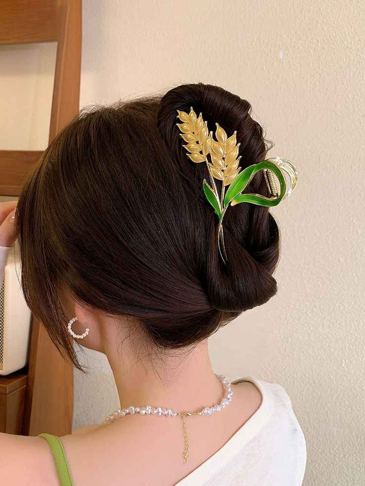 Wheat Grip Classy Elegant Hair Clip Female Back Head Hairpin Large Hair Volume Multi-Updo Shark Clip Hairware